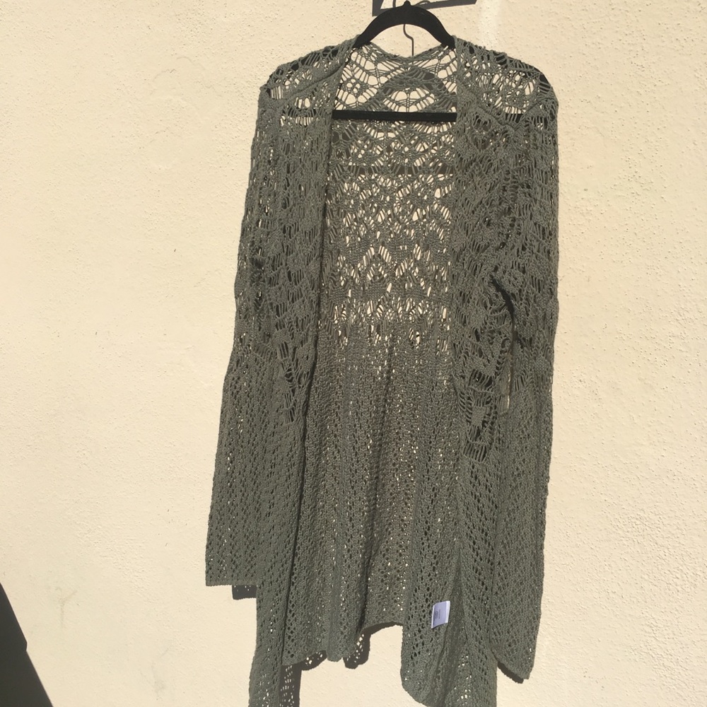 Forest green crocheted sweater